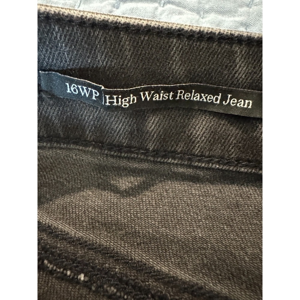 Talbots High Waist Relaxed Jeans Size 16WP Embellished Black Denim Straight Leg - Picture 10 of 16